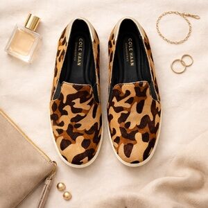 Cole Haan GrandSeries Leopard Calf Hair Slip-On Sneakers Women’s 8.5